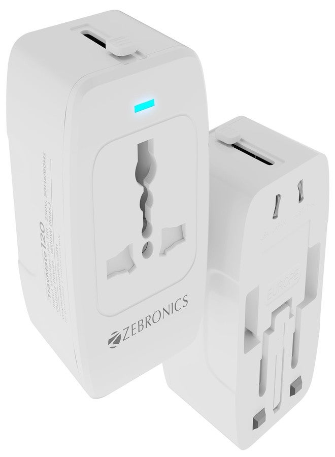 Zebronics 1500W All-in-One Universal Travel Adapter, Upto 6A, Universal Socket, Swappable Pins for EU|KR|UK|US|JP|AUS|CN, for Mobile, Tablets, Laptops, & Grooming Devices (Travmate 120) - Image 1